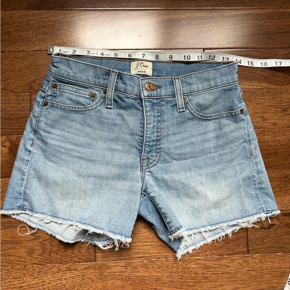 J. Crew Light Wash Denim Frayed Hem Shorts